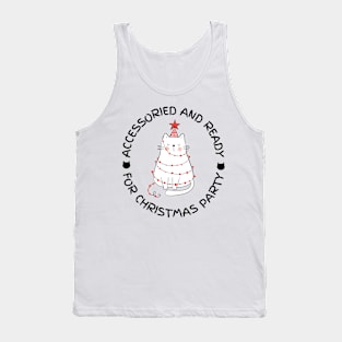 cat for christmas party design Tank Top